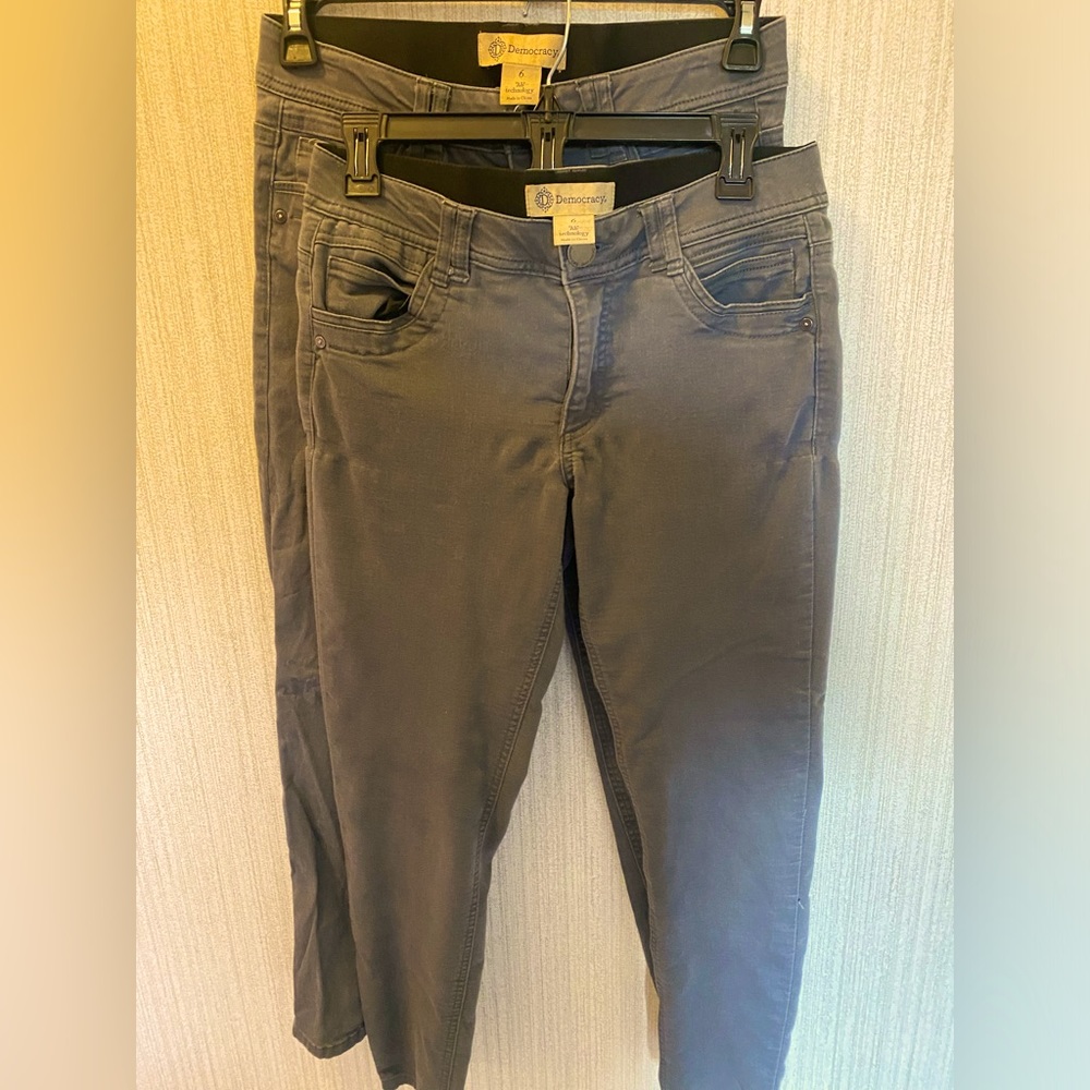 Size 6 stretch Democracy jeans black grey color two for less than price of one